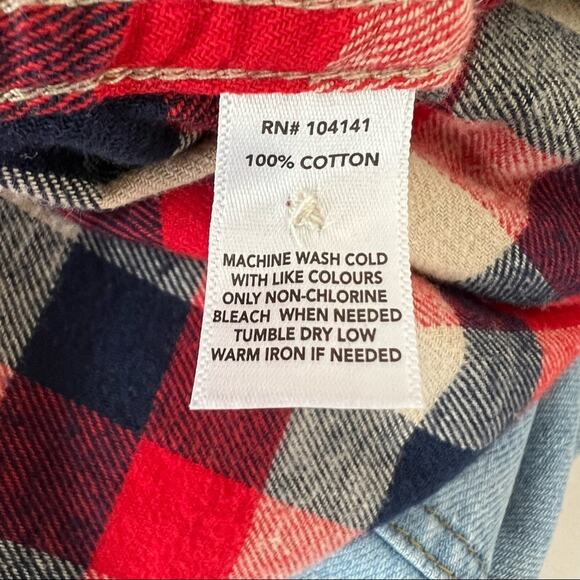 Field & Stream red plaid check flannel long sleeve button down shirt women's M - Picture 6 of 7